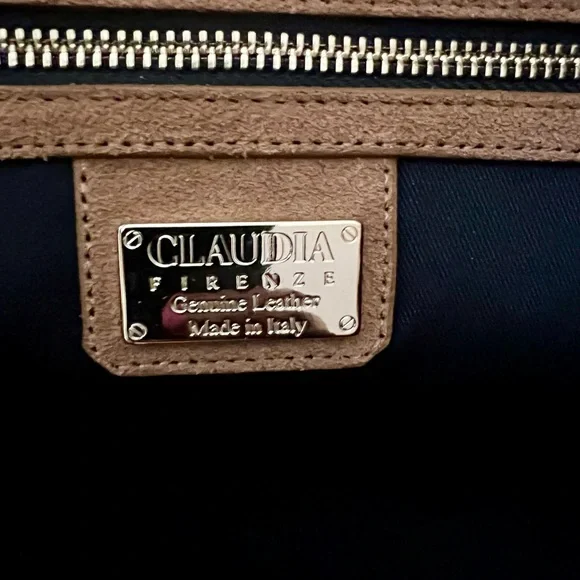 CLAUDIA FIRENZE Golden Italian Suede Satchel - Picture 8 of 10